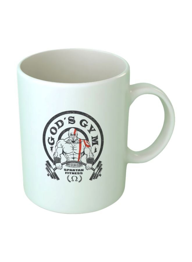 Upteetude God's Gym Printed Coffee Mug White/Black/Red 