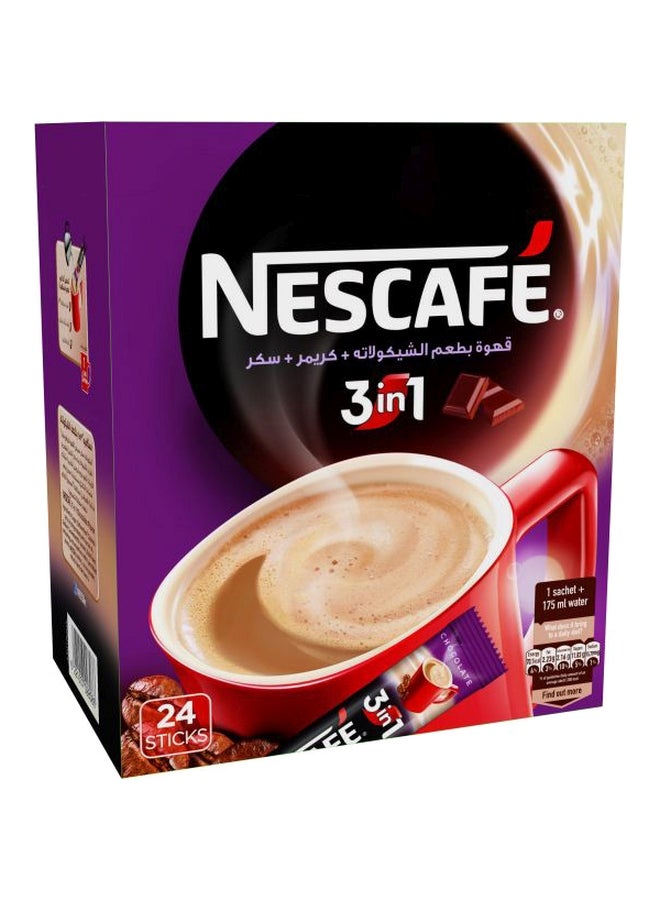 قهوة نسكافيه بطعم الشوكولاته 3 في 1 18جرام عبوة من 24 قطعة