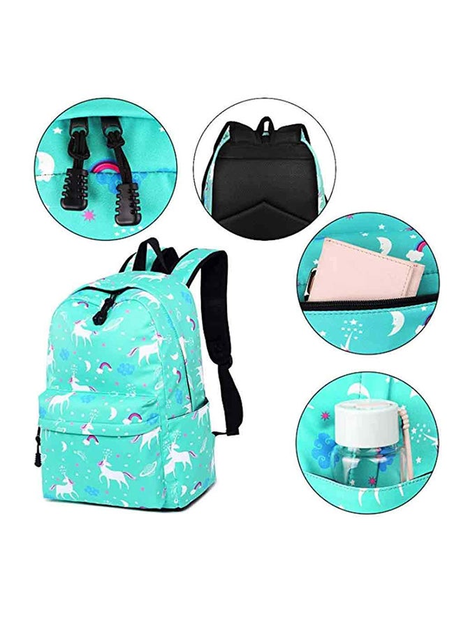 3-Piece Unicorn School Bags Set Green - Image 3
