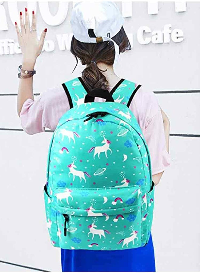 3-Piece Unicorn School Bags Set Green - Image 5