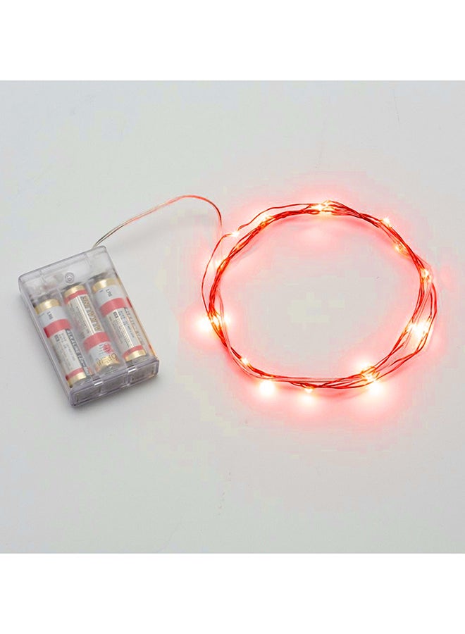 100 LED Wire String Light With Batteries Red 8x8x2cm  - Image 4