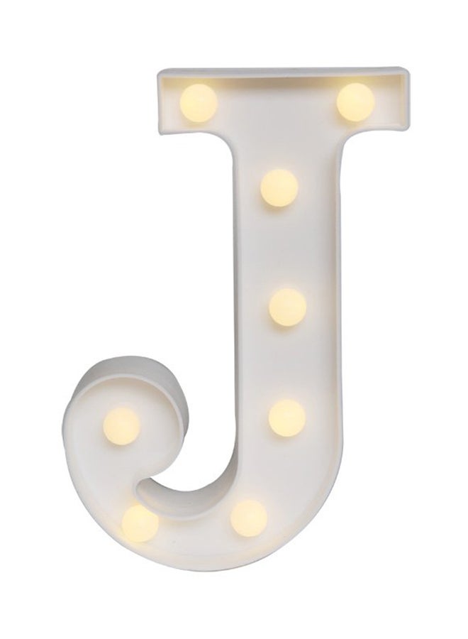 مصباح بإضاءة LED على شكل الحرف الأبجدي "J" أصفر 27x5x24سم - Image 1