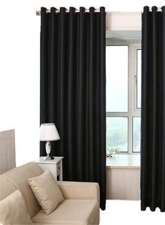ماركة غير محددة ستارة قماشية سميكة وسادة للتعتيم بتصميم أوروبي أسود 100x250سم  - Image 1