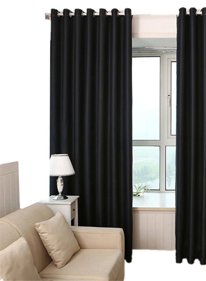 European Solid Thick Shade Cloth Curtain Black 100x250cm  - Image 1