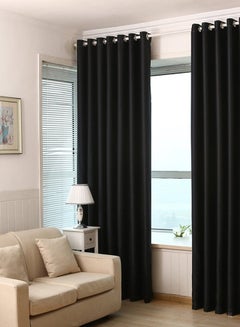 ماركة غير محددة ستارة قماشية سميكة وسادة للتعتيم بتصميم أوروبي أسود 100x250سم  - Image 3