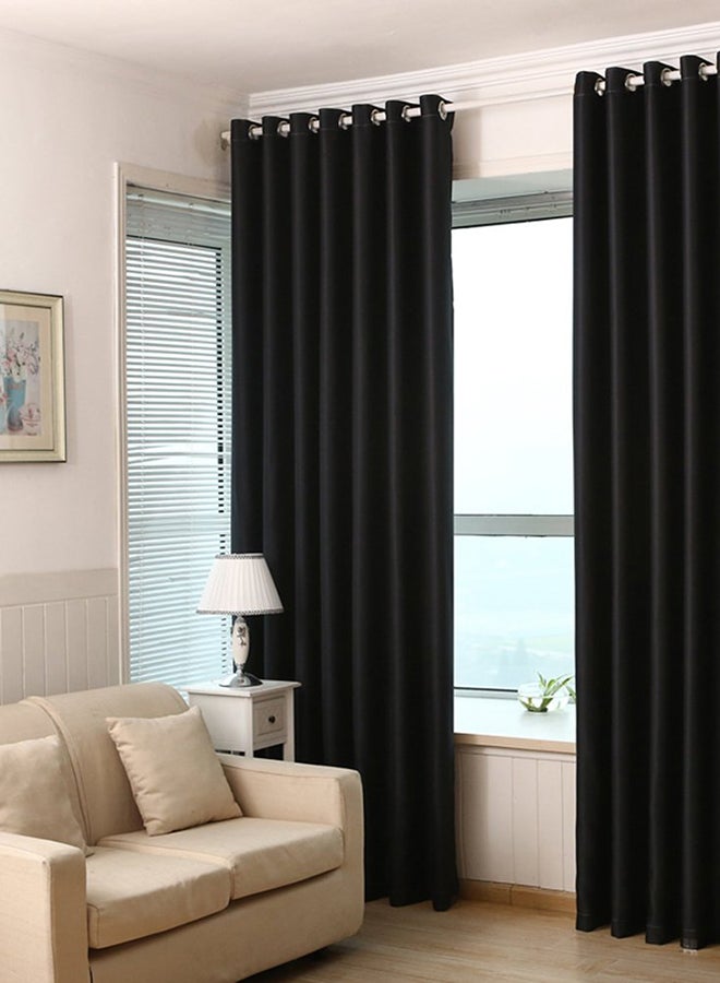 European Solid Thick Shade Cloth Curtain Black 100x250cm  - Image 3