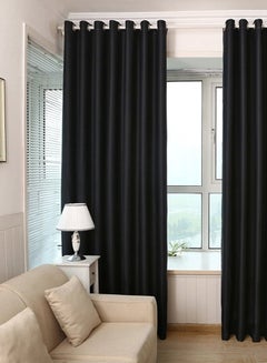 ماركة غير محددة ستارة قماشية سميكة وسادة للتعتيم بتصميم أوروبي أسود 100x250سم  - Image 2