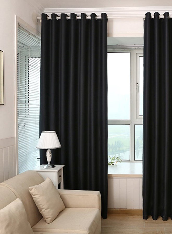 European Solid Thick Shade Cloth Curtain Black 100x250cm  - Image 2