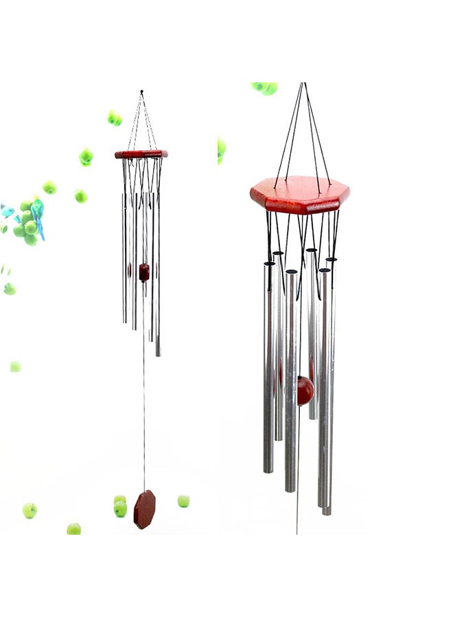 أجراس رياح بتصميم خشبي كلاسيك سادة مع قطع زينة معدنية فضي 75X10Ø³Ù†ØªÙŠÙ…ØªØ± - Image 3