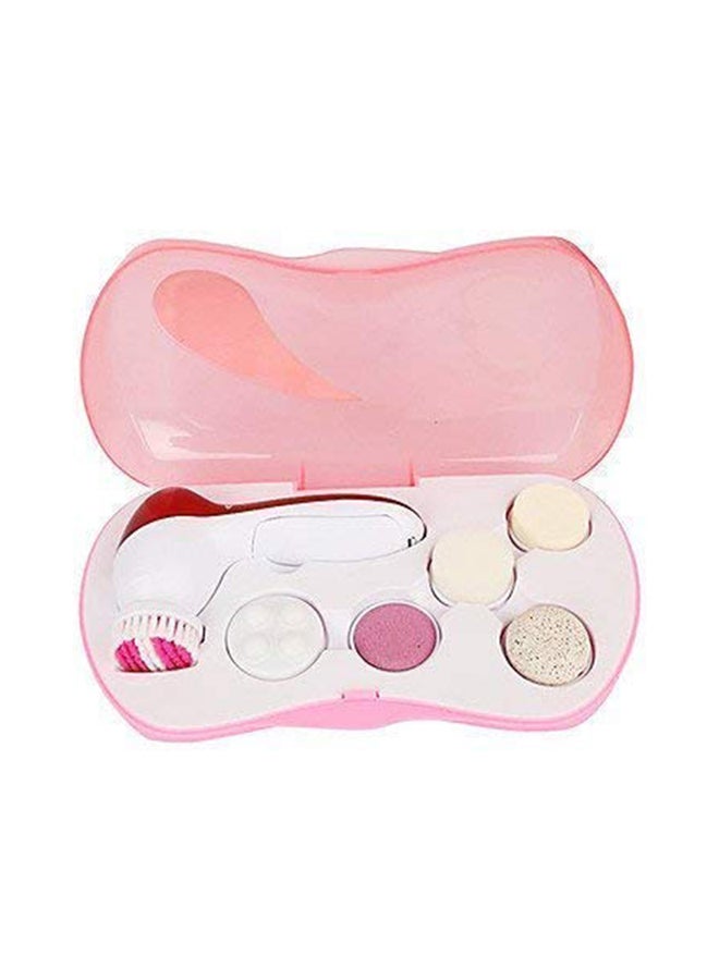 Piesome 6-In-1 Exfoliator Electric Facial Massager Pink/White - Image 1