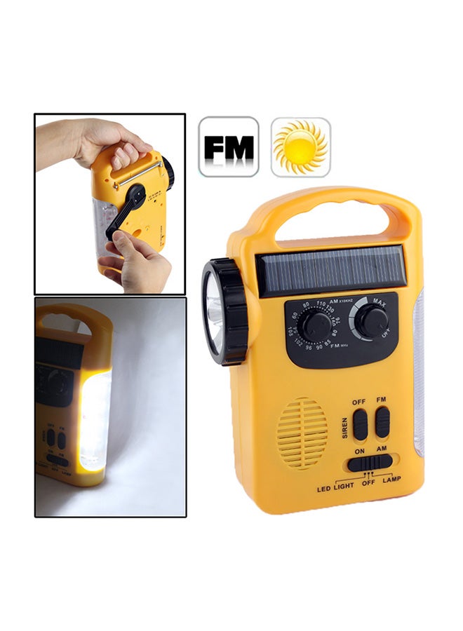 Multi-function 5-LED Solar Flashlight with FM And Phone Charger Yellow/Black 20x15x7centimeter - Image 3