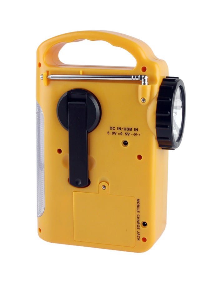 Multi-function 5-LED Solar Flashlight with FM And Phone Charger Yellow/Black 20x15x7centimeter - Image 1