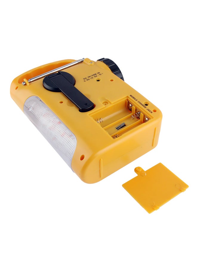 Multi-function 5-LED Solar Flashlight with FM And Phone Charger Yellow/Black 20x15x7centimeter - Image 2