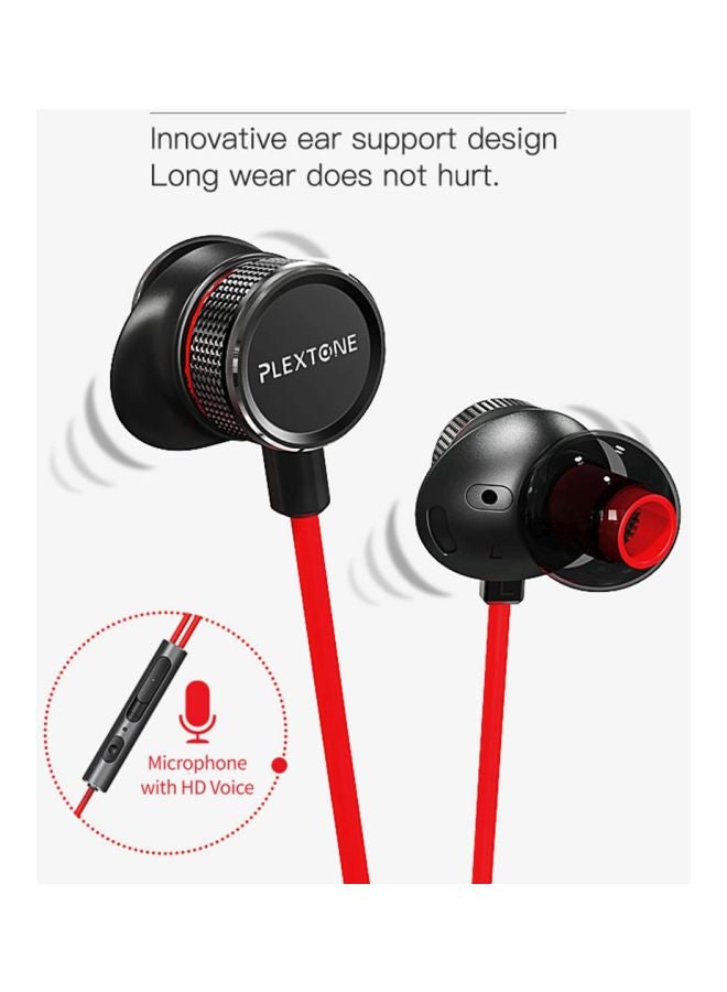 Plextone G15 In-Ear Earphones With Mic Red/Black - Image 3