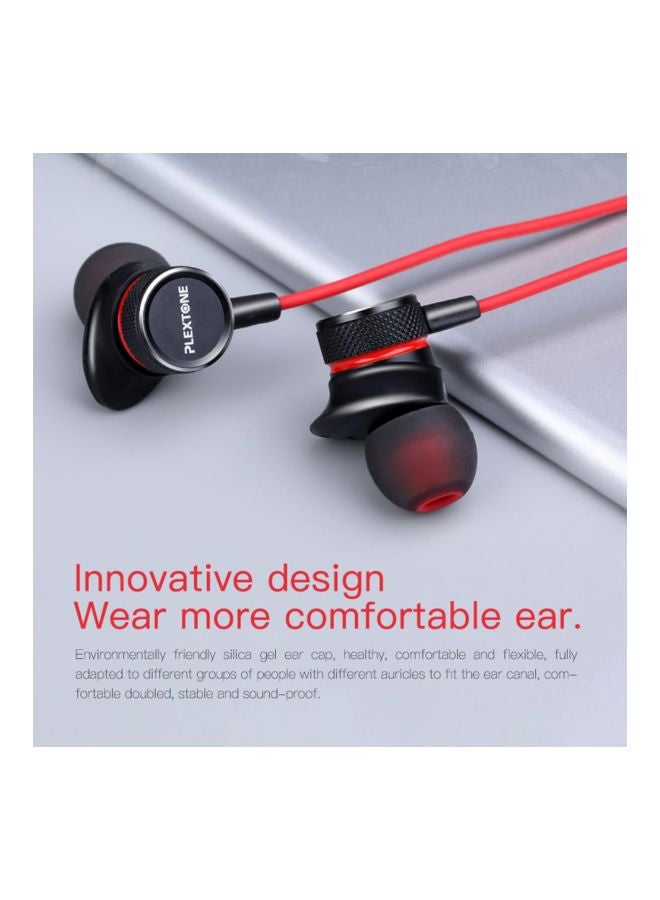 Plextone G15 In-Ear Earphones With Mic Red/Black - Image 2