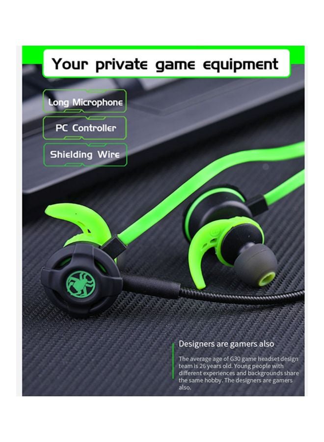 Plextone - G30 In-Ear Earphones With Mic Green/Black - Image 1