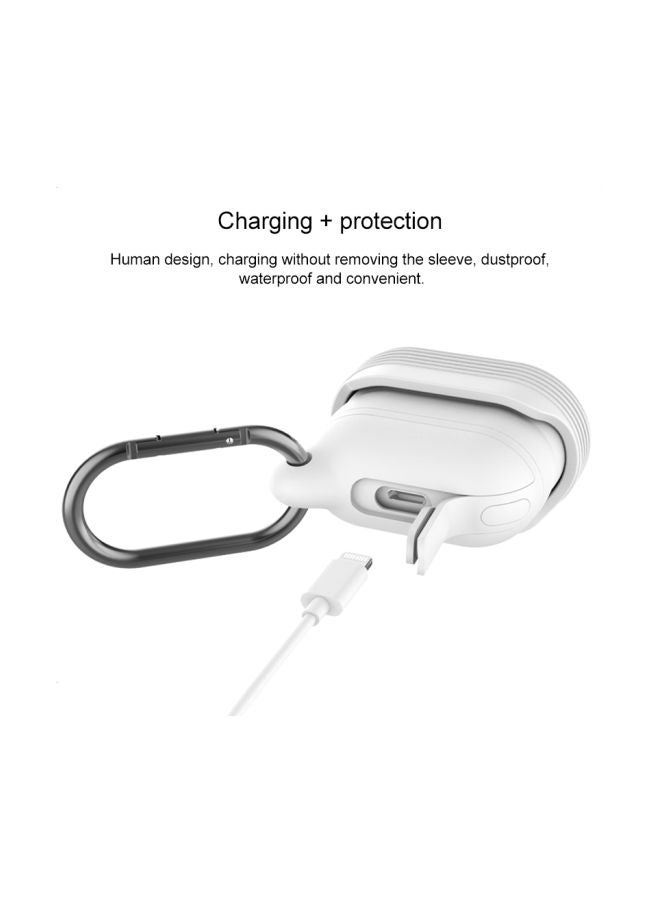 Generic - Protective Case For Apple AirPods 1/2 With Carabiner White - Image 1