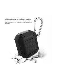 Generic Protective Textured Case For Apple AirPods 1/2 With Carabiner Black  - Image 5