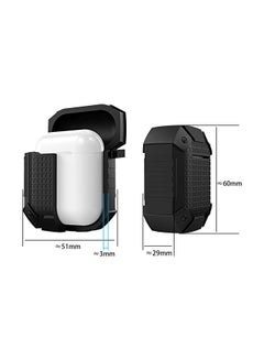 Generic Protective Textured Case For Apple AirPods 1/2 With Carabiner Black  - Image 3