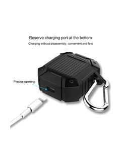 Generic Protective Textured Case For Apple AirPods 1/2 With Carabiner Black  - Image 4