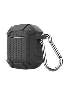 Protective Textured Case For Apple AirPods 1/2 With Carabiner Black