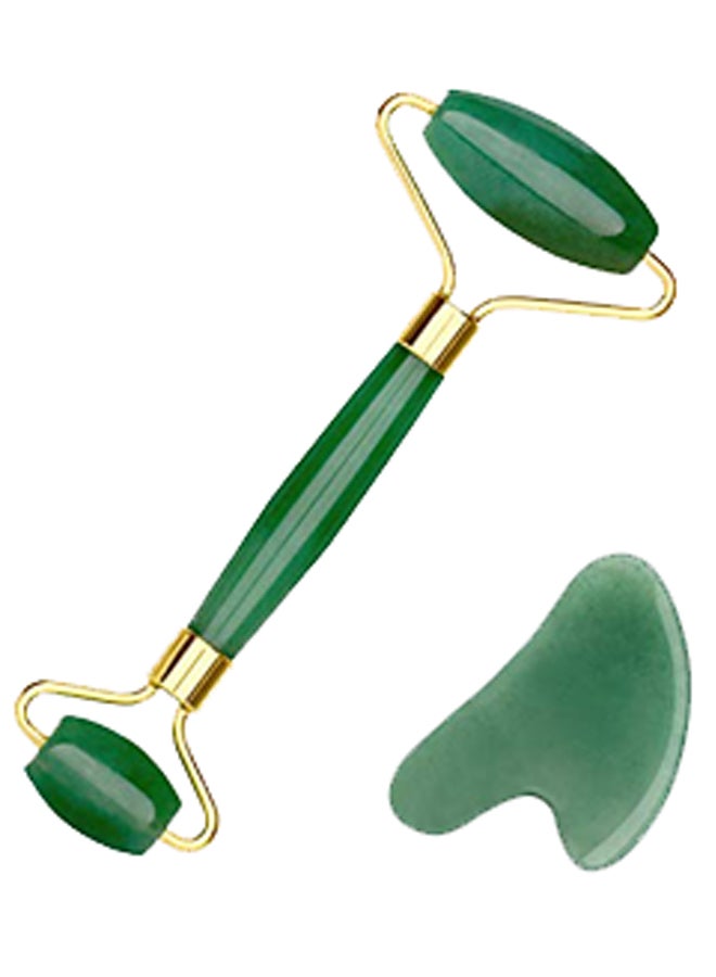 FCNEHLM Jade Facial Roller With Gua Sha Massager Green/Golden 