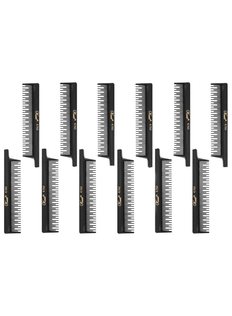 Krest 12-Piece Rattail Teaser Hair Comb Set Black 8inch