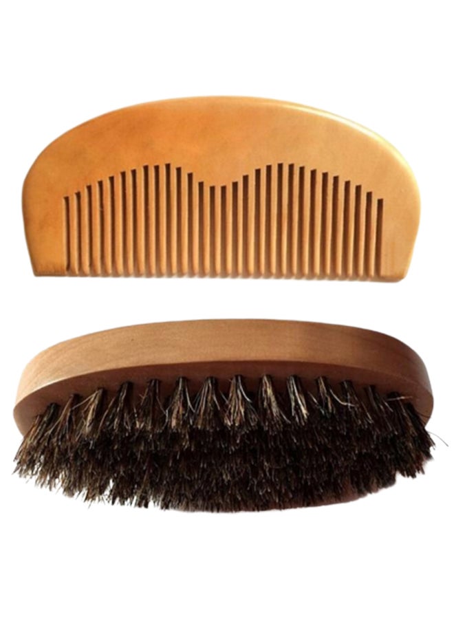 Mustache Hair Brush With Comb Brown