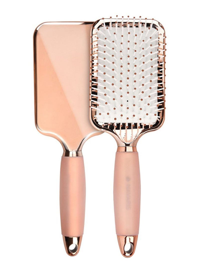 2-Piece Large Detangling Styling Hair Brush Set Rose Gold/White