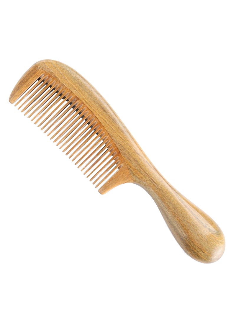 ون دور مشط لفك تشابك الشعر مصنوع من خشب الصندل بيج 7 x 2بوصة
