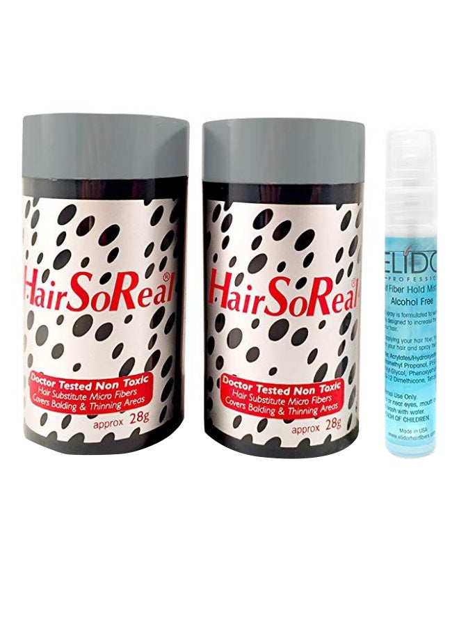 HairSoReal - 2-Piece Hair Loss Concealer Fiber Set With Free Elidor Spray Medium Brown - Image 1