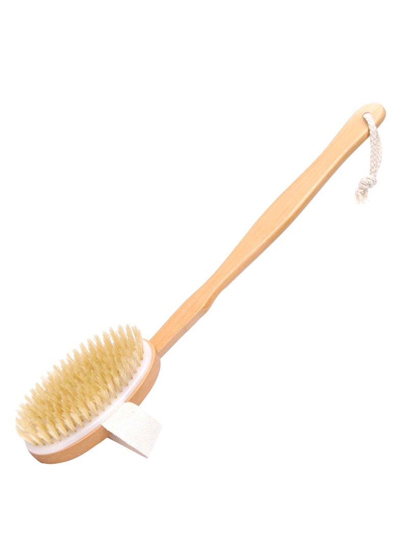 Long Handle Back Washer With Detachable Head Beige 16 x 2.5inch