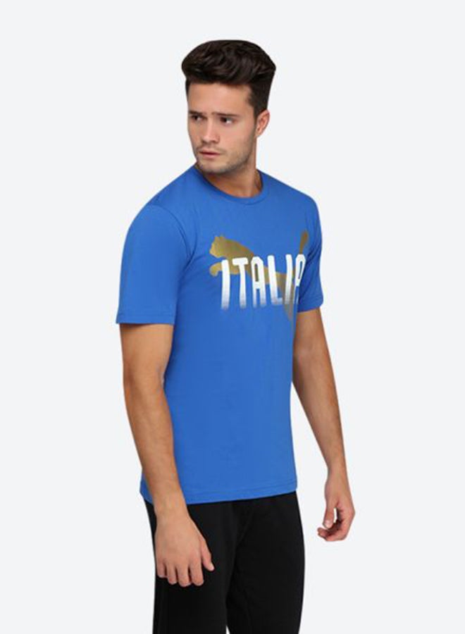 PUMA - Figc Italia Fanwear Grap T-Shirt Blue/White/Gold - Image 1