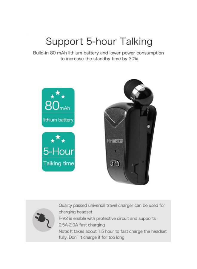 Fineblue F-V2 Bluetooth Stereo In-Ear Earphones Black - Image 3