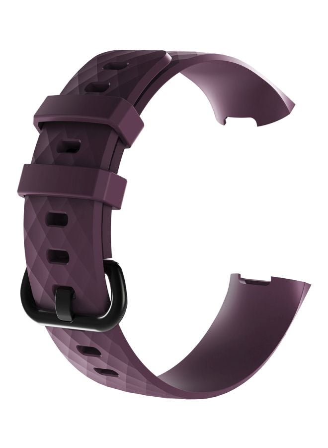 Diamond Pattern Replacement Strap For Fitbit Charge 3 Dark Purple - Image 1