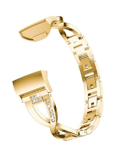 Diamond Studded Replacement Strap For Fitbit Charge 3 Gold