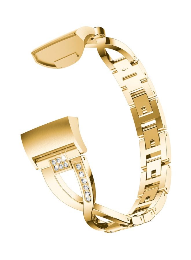 Generic - Diamond Studded Replacement Strap For Fitbit Charge 3 Gold - Image 1