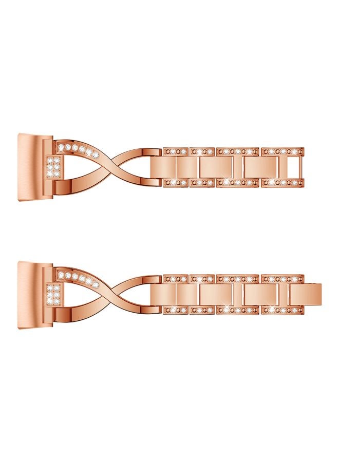 Diamond Studded Replacement Strap For Fitbit Charge 3 Rose Gold - Image 3