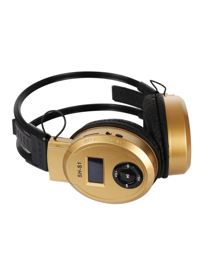 Generic - SH-S1 Foldable Wireless Over-Ear Headset With LCD Screen Black/Gold - Image 1