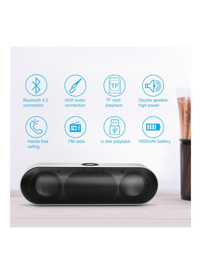 Portable Bluetooth Speaker Silver Grey/Black - Image 5