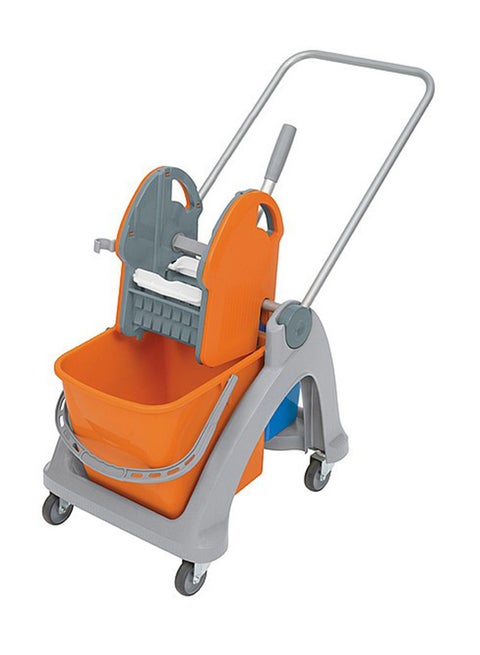 Single Bucket Mop Trolley With Wringer Multicolour 30Liters