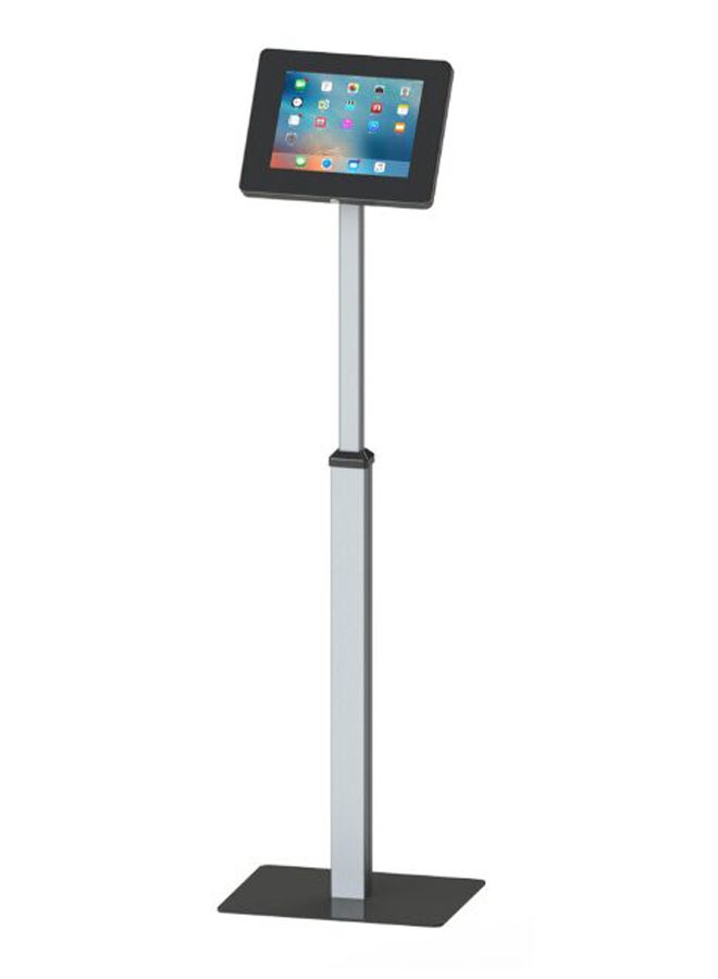 TechnoMounts Anti-Theft Floor Kiosk For iPad And Samsung Tablet Silver/Black  - Image 1