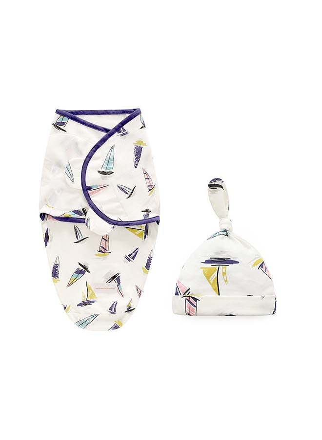 2-Piece Baby Soft SWaddling With Hat Set 
