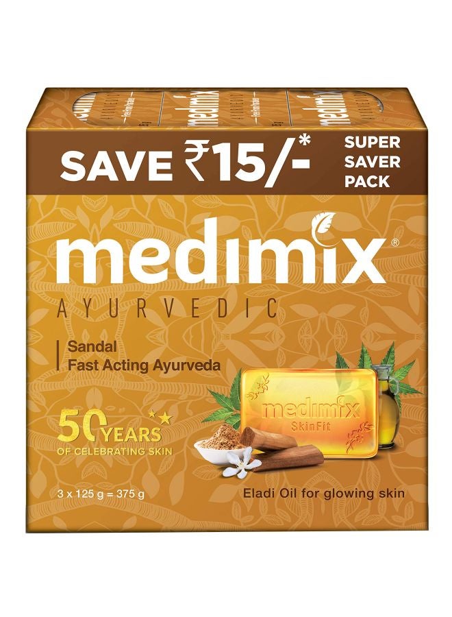 ميديميكس مجموعة صابون أيوروفيدي بتركيبة من خشب الصندل مكونة من 3 قطع 125جرام - Image 1