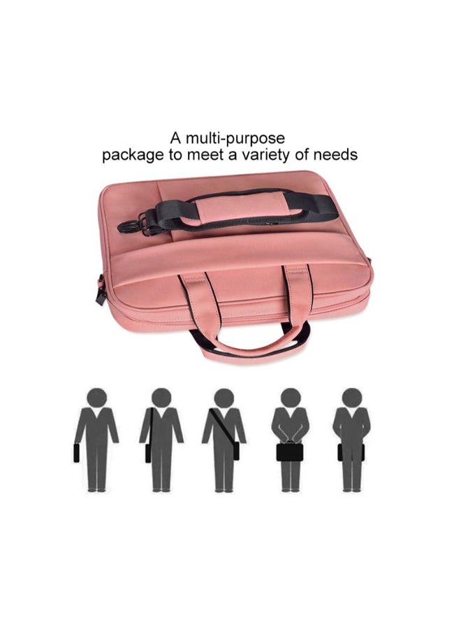 Waterproof Anti-Scratch One Shoulder Handbag For Laptop With Suitcase Belt Pink  - Image 4