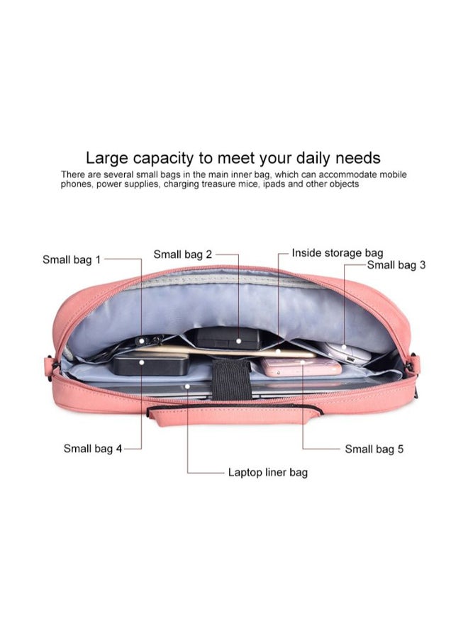 Waterproof Anti-Scratch One Shoulder Handbag For Laptop With Suitcase Belt Pink  - Image 5