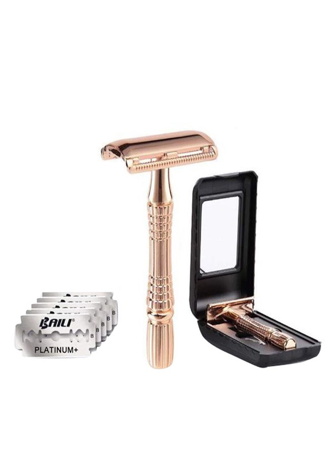 YDLan Double Edge Safety Razor With Blade And Case Gold/Silver/Black 