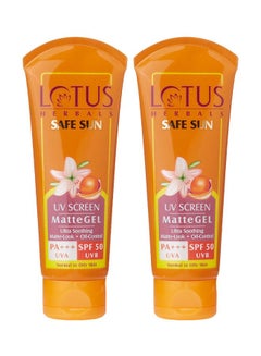 LOTUS HERBALS Pack Of 2 Safe Sun UV Screen Matte Gel SPF 50 PA+++ 100grams  - Image 1