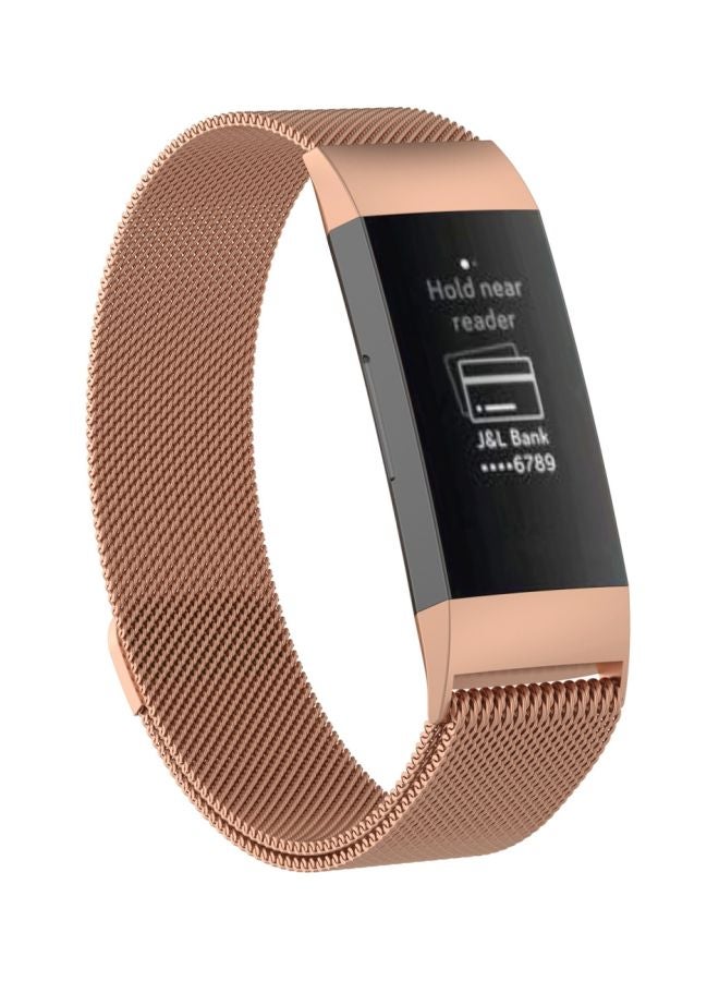 Magnet Wrist Strap For Fitbit Charge 3 Rose Gold - Image 3
