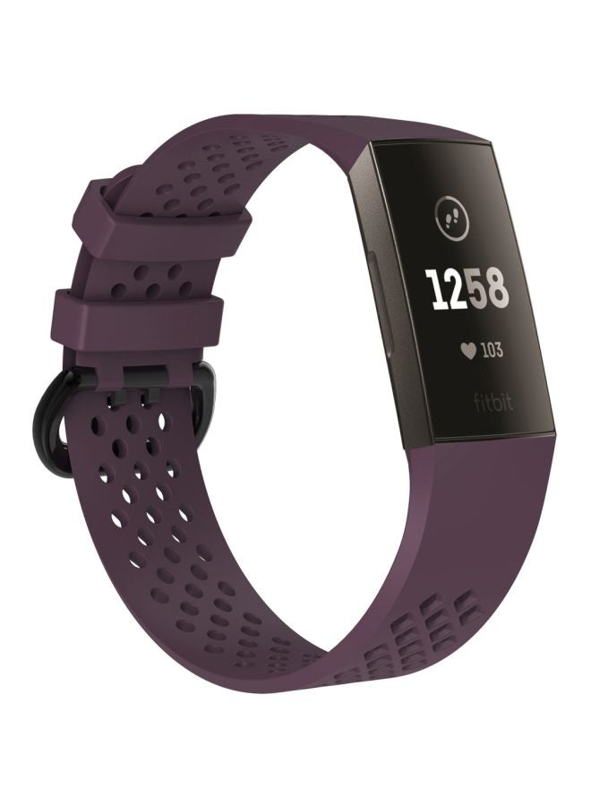 Adjustable Sport Wrist Strap For Fitbit Charge 3 Dark Purple - Image 2